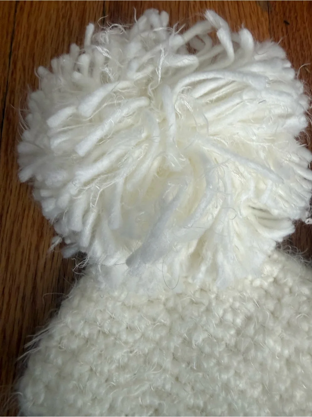 Kids Pom-Pom Knit Hat - White